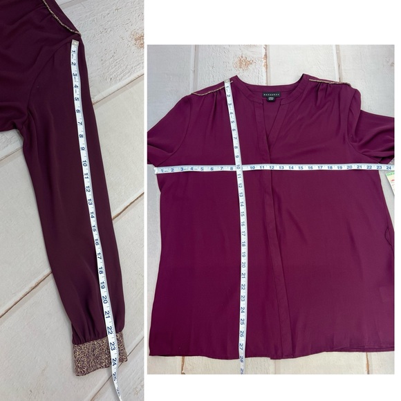 Metaphor Burgandy Dark  Red Semi Sheer Buttom Down Top SIZE XL - Picture 15 of 17